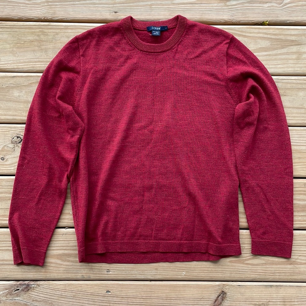 J. Crew Burgundy Crewneck Wool Sweater